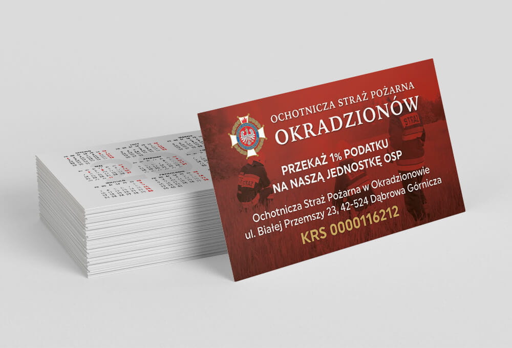 Kalendarzyki listkowe 1,5% dla OSP