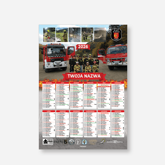 kalendarze strażackie TRADYCYJNE A3/B3 na kartonie