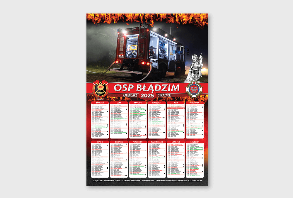 kalendarze strażackie tradycyjne Z DRUGĄ STRONĄ A3
