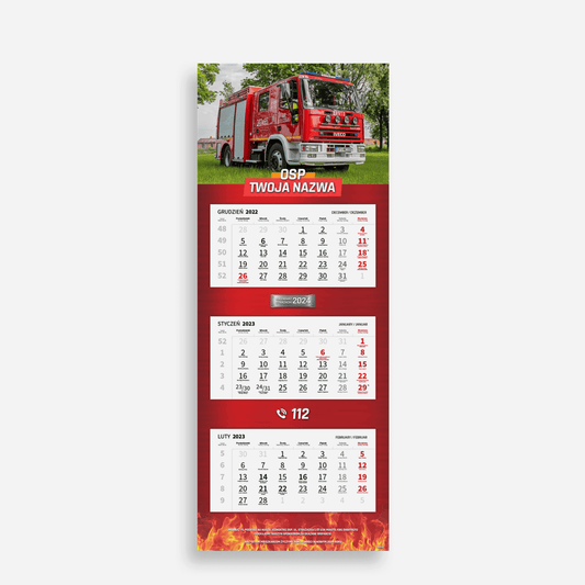 kalendarze strażackie TRÓJDZIELNE ekonomiczne