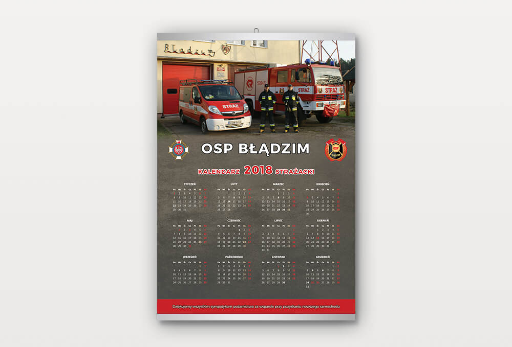 kalendarze LISTWOWANE dla sponsorów i dla strażaków A1/A2