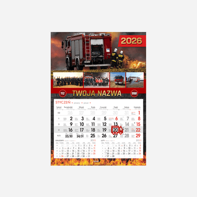 FREE GIFT | kalendarze jednodzielne WYRYWANE A3 na kartonie z okienkami wóz