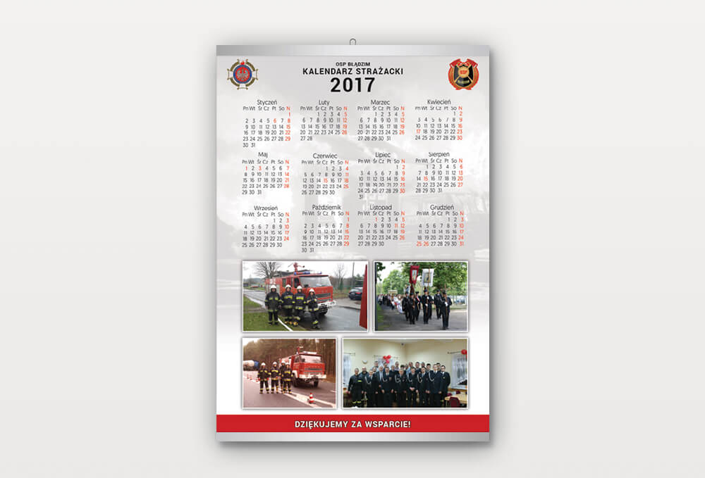 kalendarze LISTWOWANE dla sponsorów i dla strażaków A1/A2