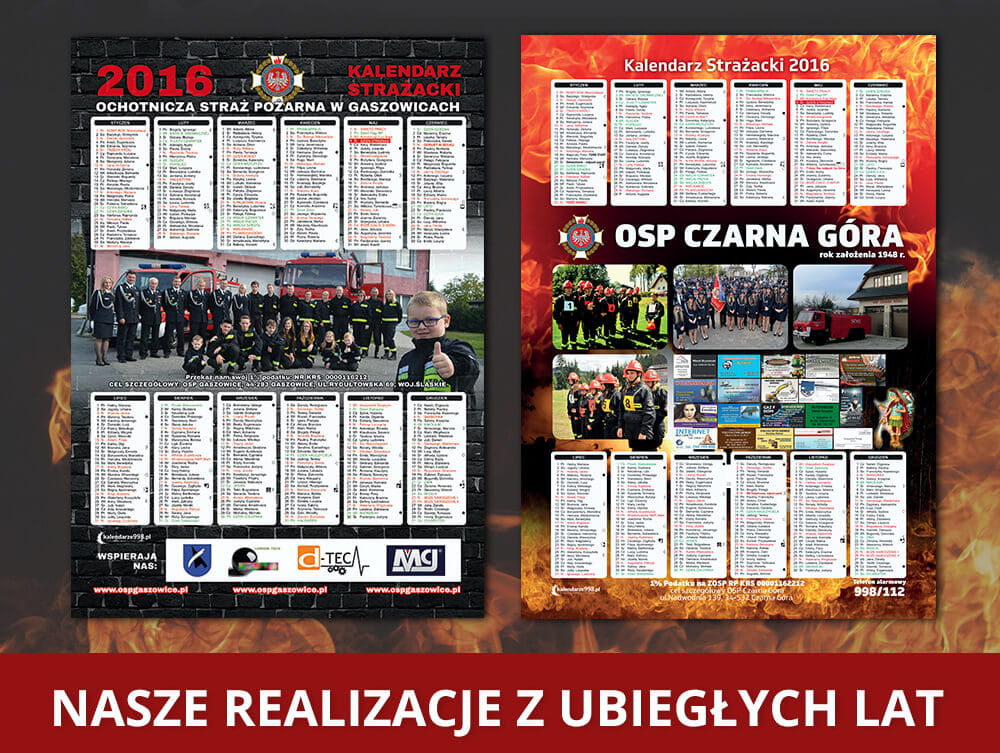 kalendarze strażackie TRADYCYJNE A3/B3 na kartonie